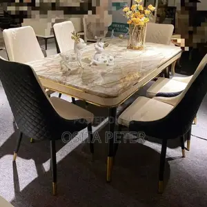 Marble Top Dining Table With 6 Seaters Chairs