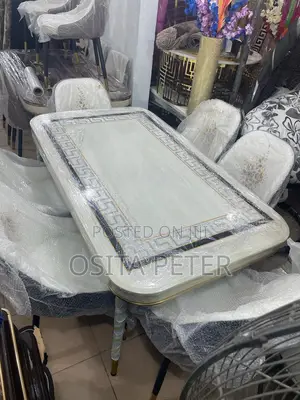 New Design Marble Top Dining Table With 6 Seaters Chairs