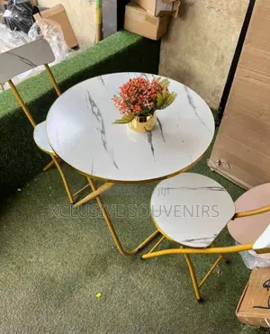 Round White Marble Table Chair Set