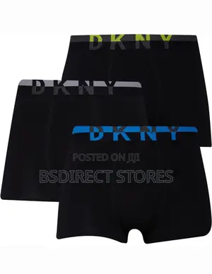 DKNY Mens Jasper Three Pack Stretch Cotton Trunks Black