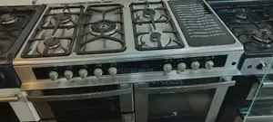 5 Burner Industrial Gas Cooker With Electric Top Grill