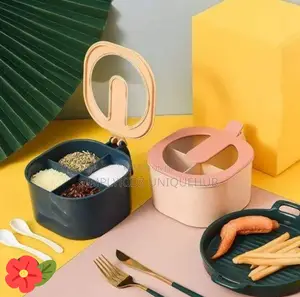 4-in-1 Seasoning Box With Spoon Spice Jar Multi Compartment