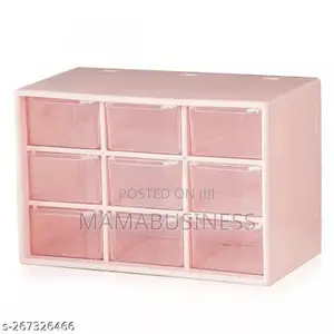 Transparent Drawer Desk Storage Box Plastic-Pink