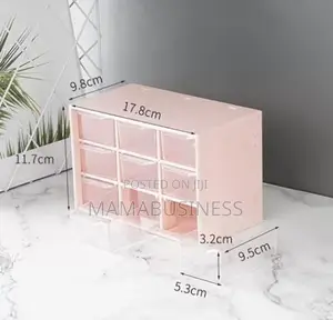Transparent Drawer Desk Storage Box Plastic-Pink