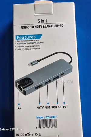 Type C to Hdmi, Lan 2usb 3.0 +Pd Adapter
