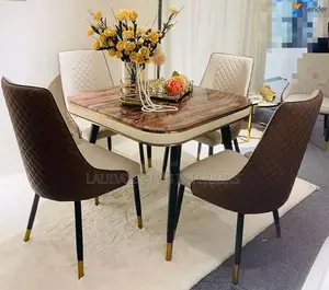 Classic Mini Marble Top Dining Table With 4 Chairs