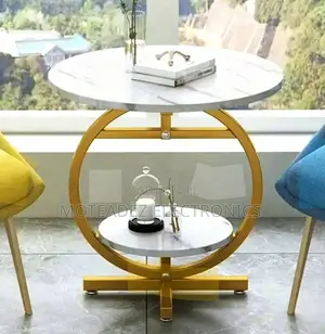 Nordic Style Round Table/Stool With Gold Plated Round Base