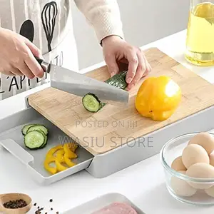 Bamboo Cutting Board Set With Container Tray Drawer