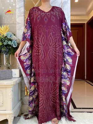 African Abaya Women Dashiki Flowers Pattern Print Dress