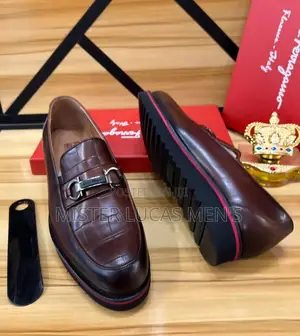 Original Pure Leather FERROGAMO Men's Brown Shoe's
