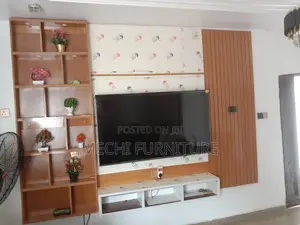TV Stand and Console With Steps Picture Shelves Spot Light