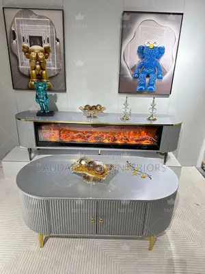 Exquisite Marble Top Center Table With Fireplace Tv Console