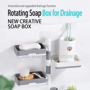 Soap Rack No Drilling Three-Layer Drain Rotable