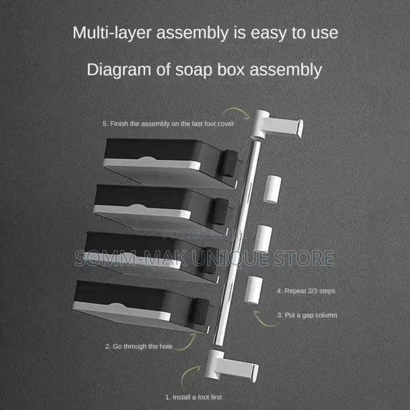 Soap Rack No Drilling Three-Layer Drain Rotable