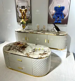 New Classic Designed Marble Top Center Table With Tv Console
