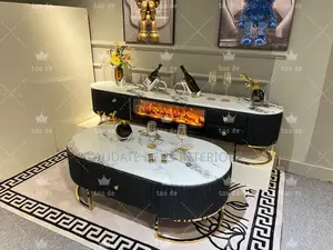 Exquisite 2in1 Marble Top Center Table With Tv Console