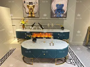 Exquisite Marble Top Center Table With Fireplace TV Console