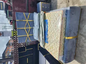 Grey 4.5by6 Upholstery Padded Bed Frame With One Bed Side