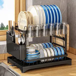 Kitchen Dish Bowl Drainer Storage Rack 2 Tiers Dish Chopstic