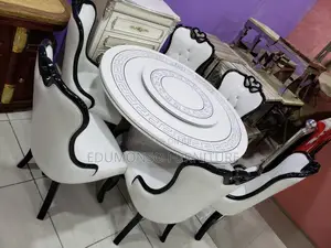 Round Marble Top Dining Set + 6 Seater’S