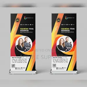 3 X 7ft Flat Base Rollup Banner With Branding for Seminars