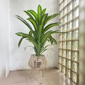 Artificial Flowers and Rattan Pot