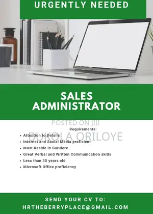 Sales Administrator Wanted In Surulere