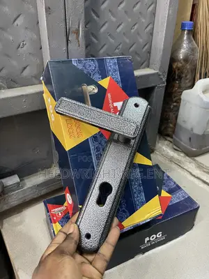 Stone Black Iron and Wooden Door Lock