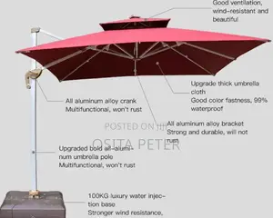 Solar Garden Umbrella Red Color