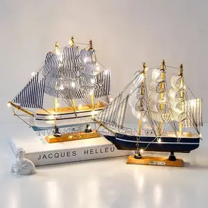 Wooden Sailboat Model Craft Decoration