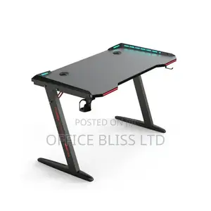 Gaming Desk Z Shaped With Cup Holder Headphone Hook