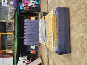 Grey 4.5by6 Upholstery Padded Bed Frame With One Bed Side