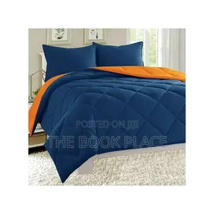 Quality Bedsheet With Pillow Cases-Navy Blue/Orange