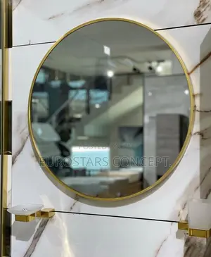 Framed Gold Round Mirror
