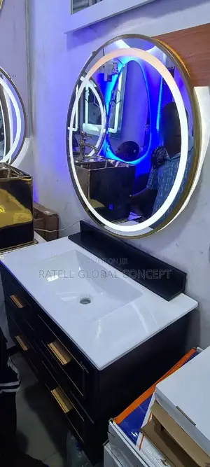 Cabinet Wash Hand Basin With LED Sensor Mirror