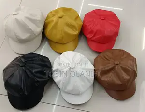 Unisex Leather Octagonal Leather Cap