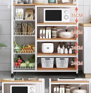 Trolley Kitchen Storage Racks Multi-Layer Dishes Pots Rack