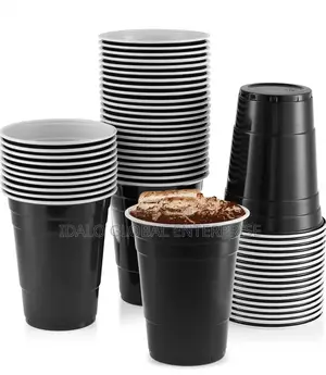 50pcs Black Disposable Plastic Cup