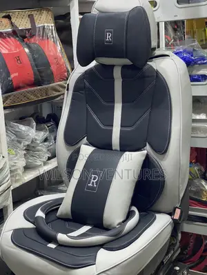 5 Seater R Power Leather Seat Cover Gray and Black