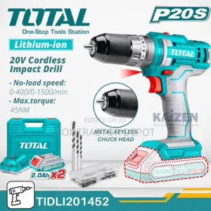 P2OS 20V Li-Ion Impact Drill With Metal Keyless Chuck TOTAL