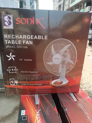 Sonik Rechargeable Table Fan - 14 Inches