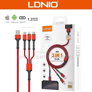 Ldnio 3.4A 3 in 1 Fast Charging Cable 1.2m Cable