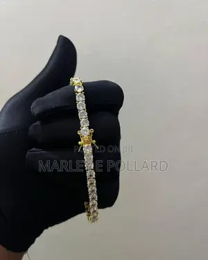 Iced Out Tennis Bracelet Chain Silver Plated