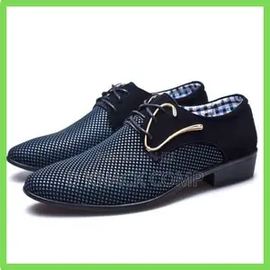Size 46 Men Pattern Business Casual Formal Shoes - BLUE