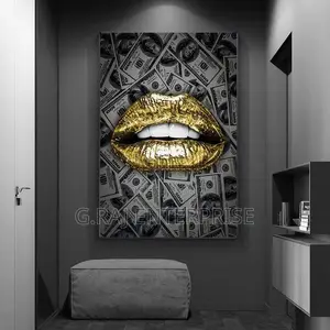 Golden Lips With Dollar Canvas Pay on Delivery