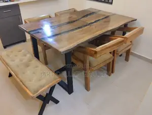 Live-Edge Wooden Epoxy Dining Furniture