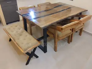 Live-Edge Wooden Epoxy Dining Furniture