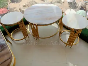 Marble Center Table and 2 Sides Stools.