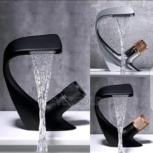 Black Basin Mixer Tap With Two Long Mixer Flexible