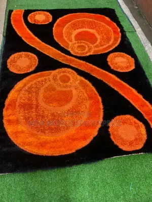 Modern Orange Turkish Shaggy Centre Rug